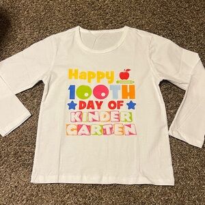Kids White Happy 100th Day Shirt size 6 NEW